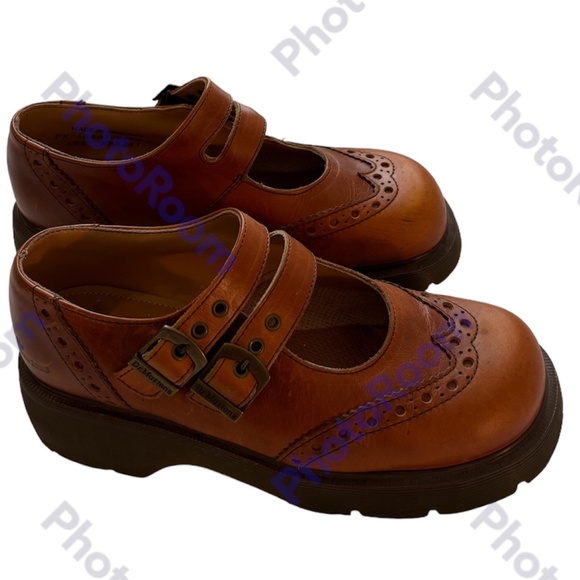 Chunky Double Strap Vintage Dr. Martens Brown Wingtip Mary Jane’s Size US 8. (9) - Picture 3 of 10